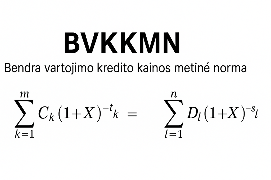 BVKKMN (bendra vartojimo kredito kainos metinė norma) formulė